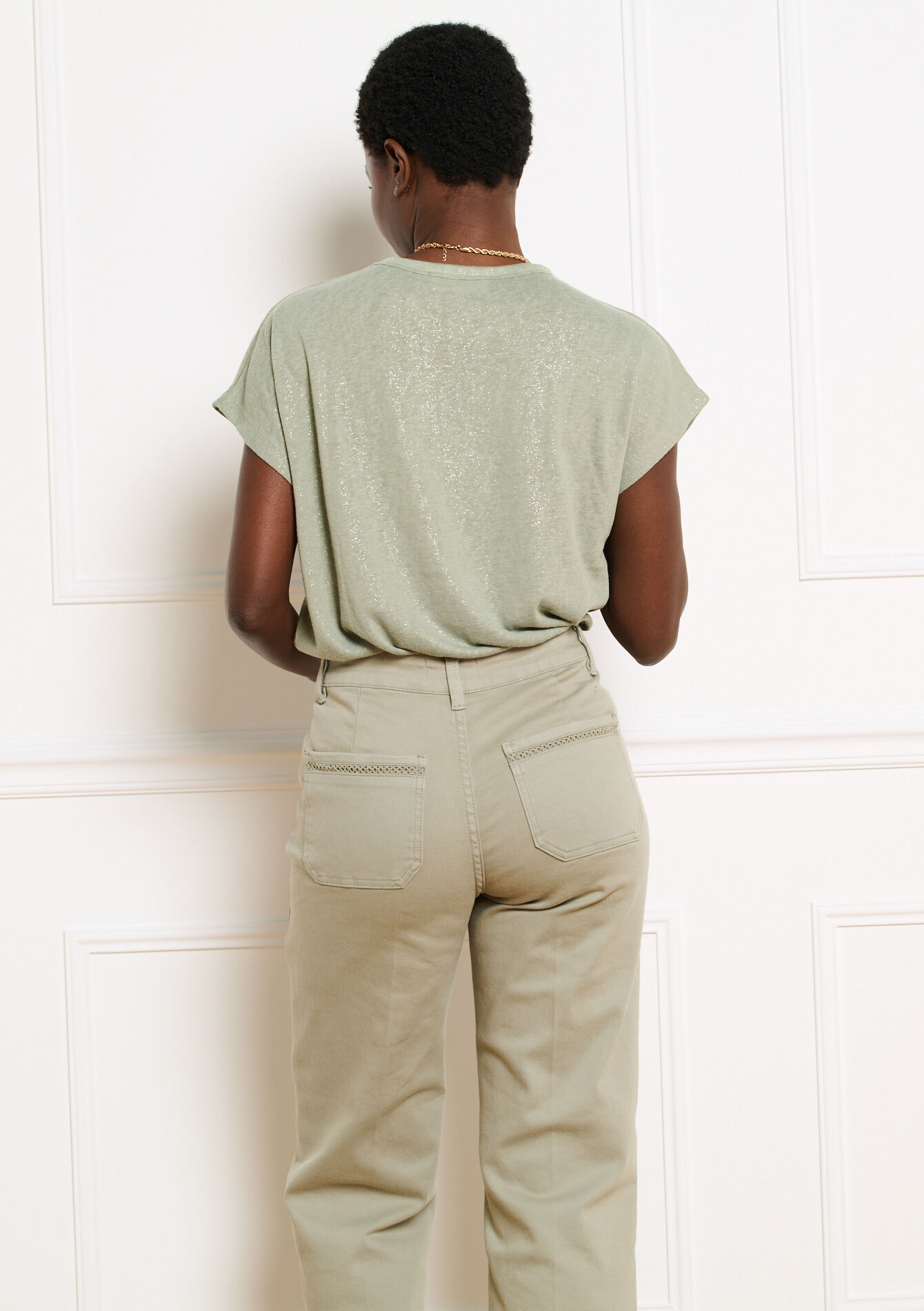 T-shirt met foil print - KHAKI FADED - 02301943_4326