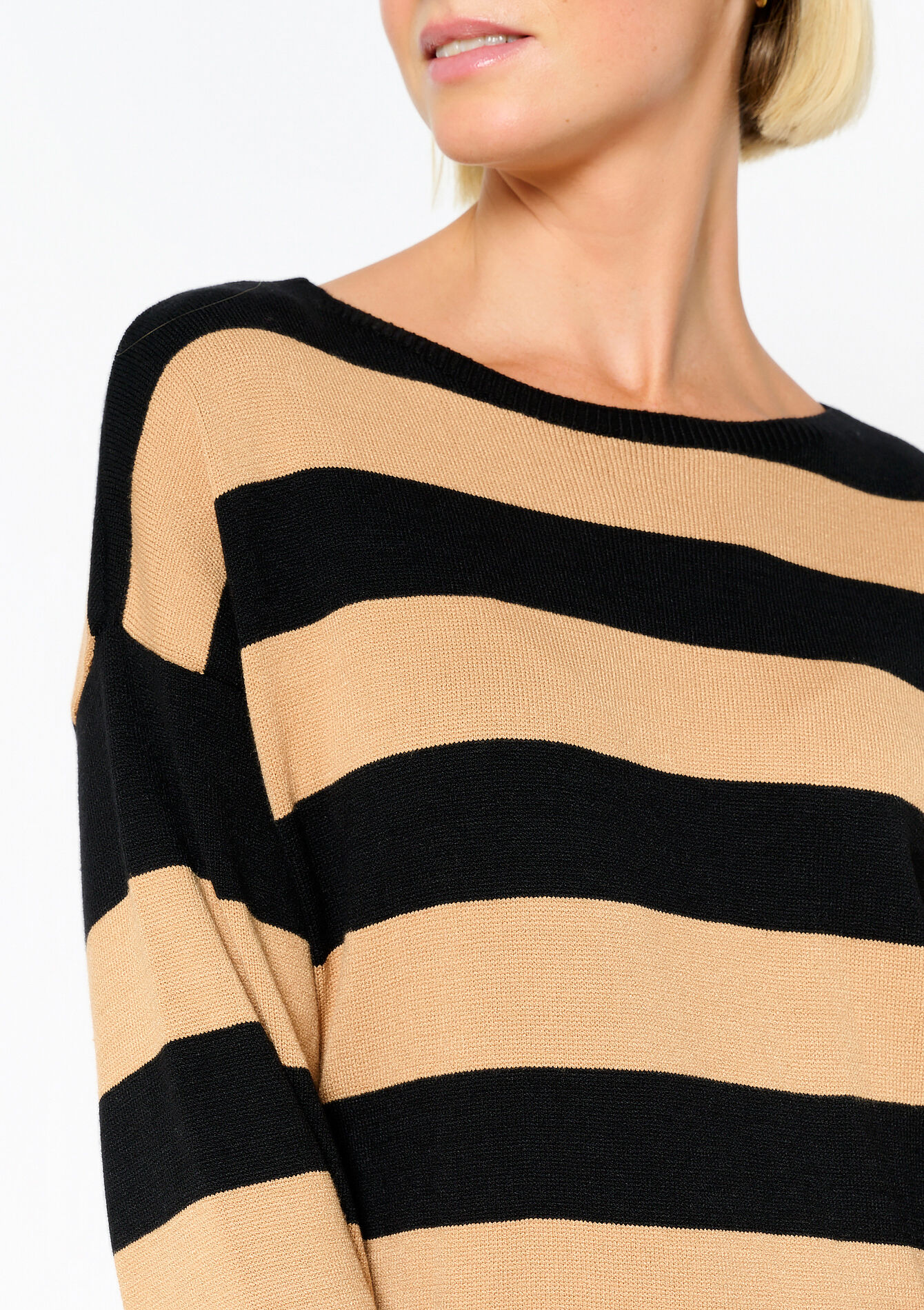 Oversized trui-jurk met strepen, Oversized trui-jurk met strepen - BLACK - 08103845_1119