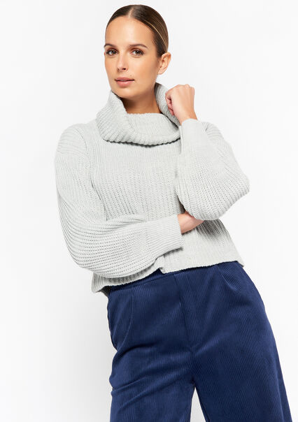 Pullover with roll neck - LT GREY MEL - 04101010_1081