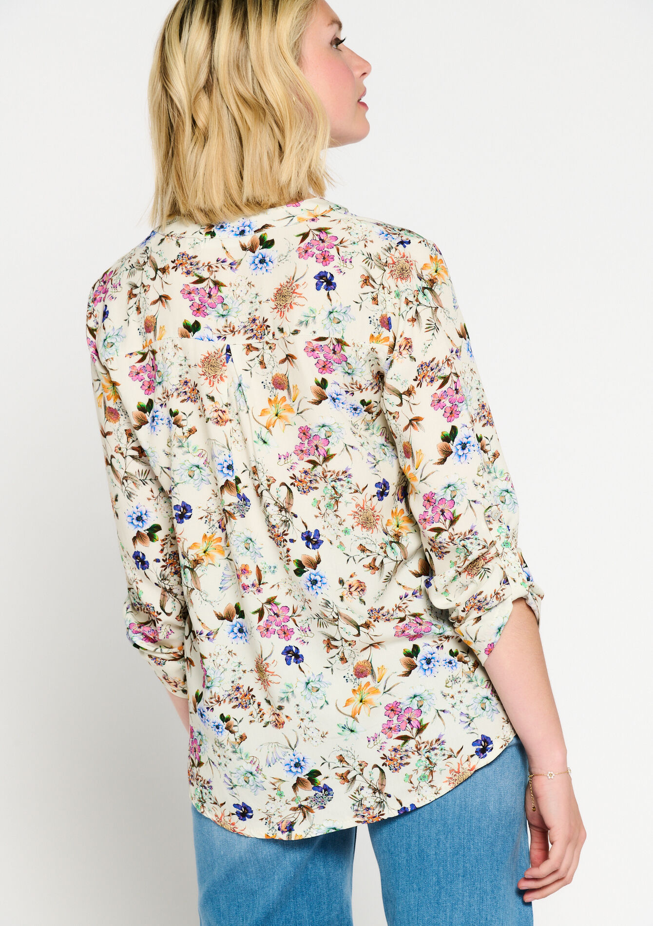 Blouse met bloemenprint - OPTICAL WHITE - 05702195_1019