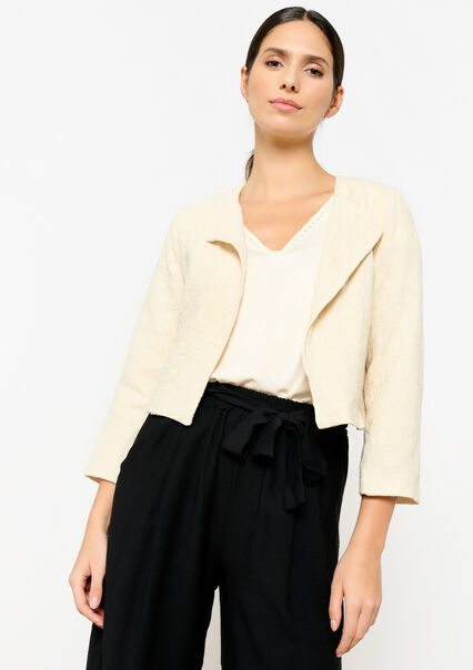 Short jacket with collar - VANILLA WHITE  - 09100931_1013