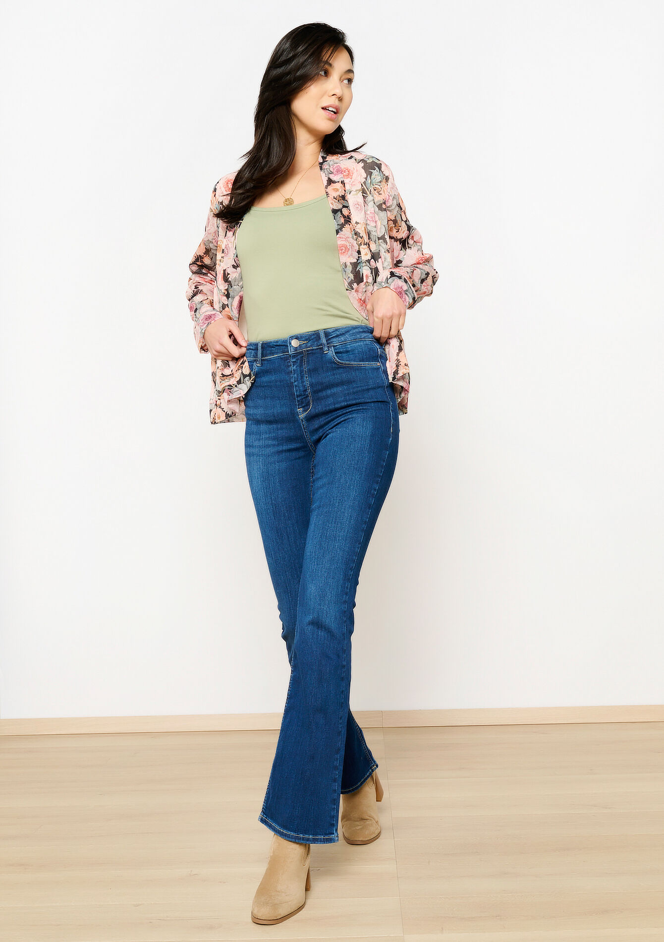 Jean bootcut taille haute, Jean bootcut taille haute - DARK BLUE - 22000559_0501