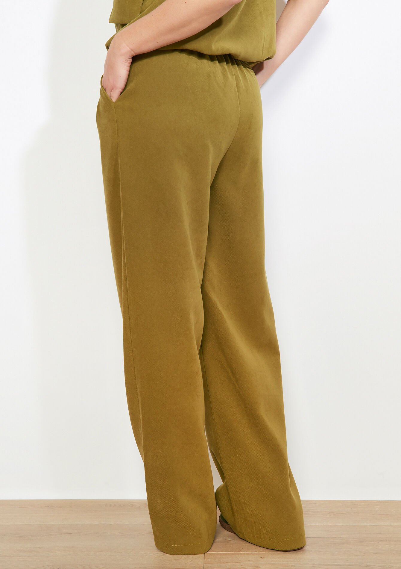 Wijde high-rise broek - GREEN MOSS - 06601114_4504