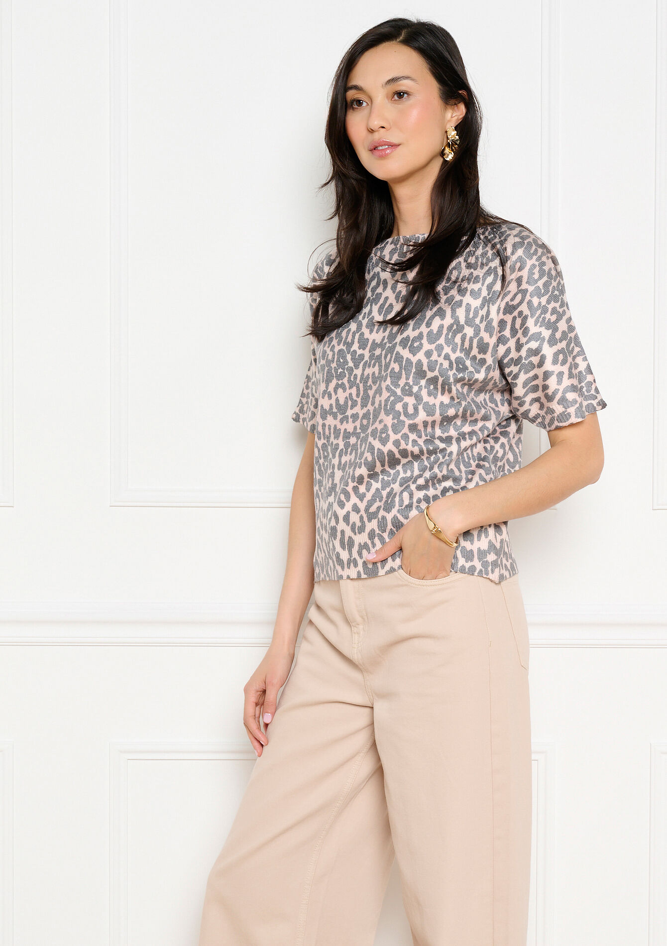 Trui met luipaardmotief, , back