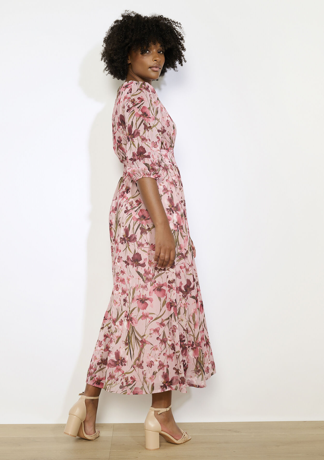 Lange bloemenjurk met zwier, Lange bloemenjurk met zwier - COSMETIC PINK - 08104286_5733