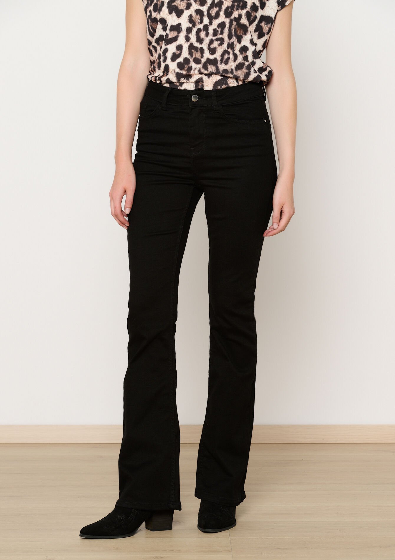 Bootcut jeans met hoge taille, Bootcut jeans met hoge taille - BLACK - 22000541_1119