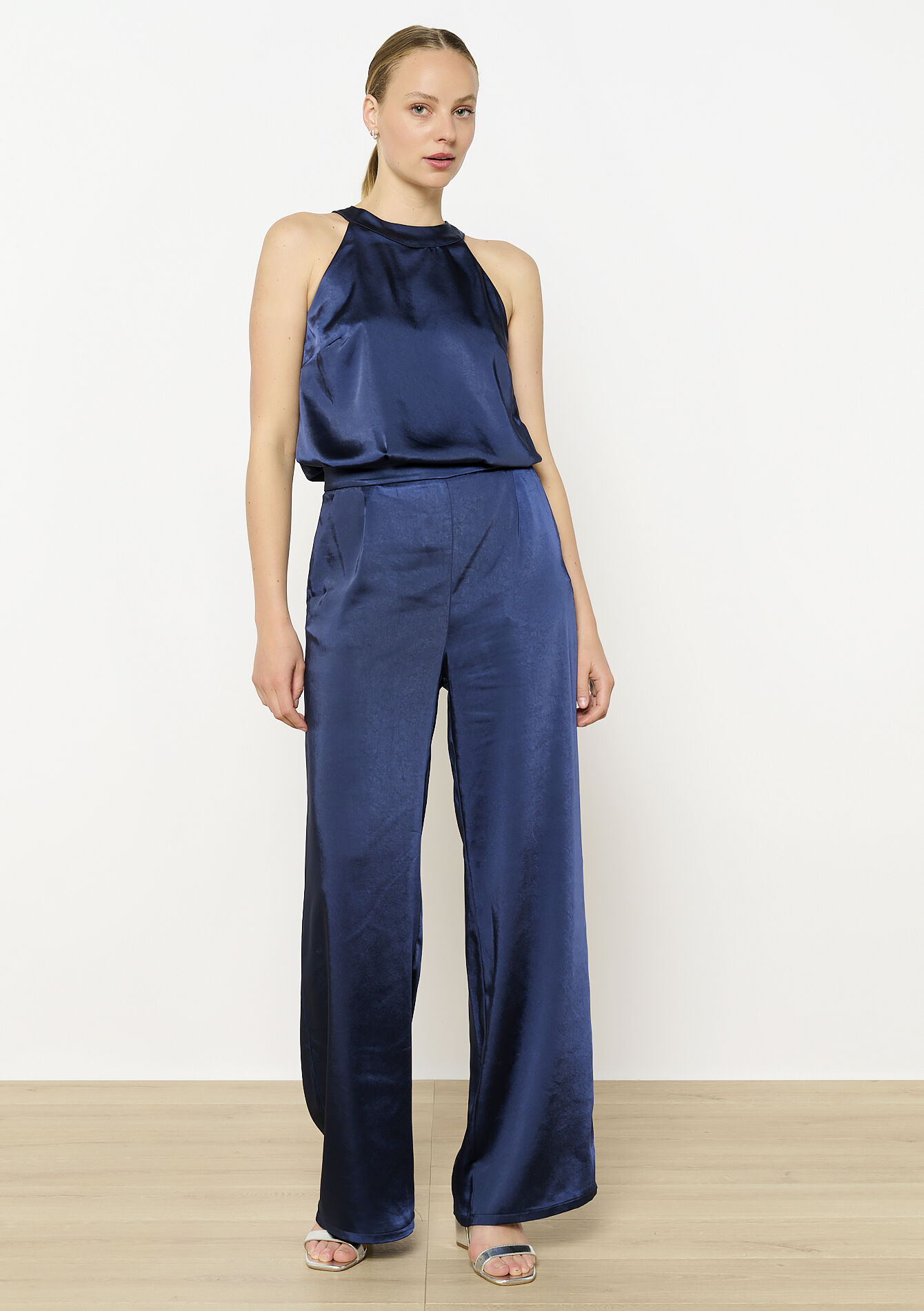 Combinaison fluide en satin, Combinaison fluide en satin - NAVY BASIC - 06004620_2723