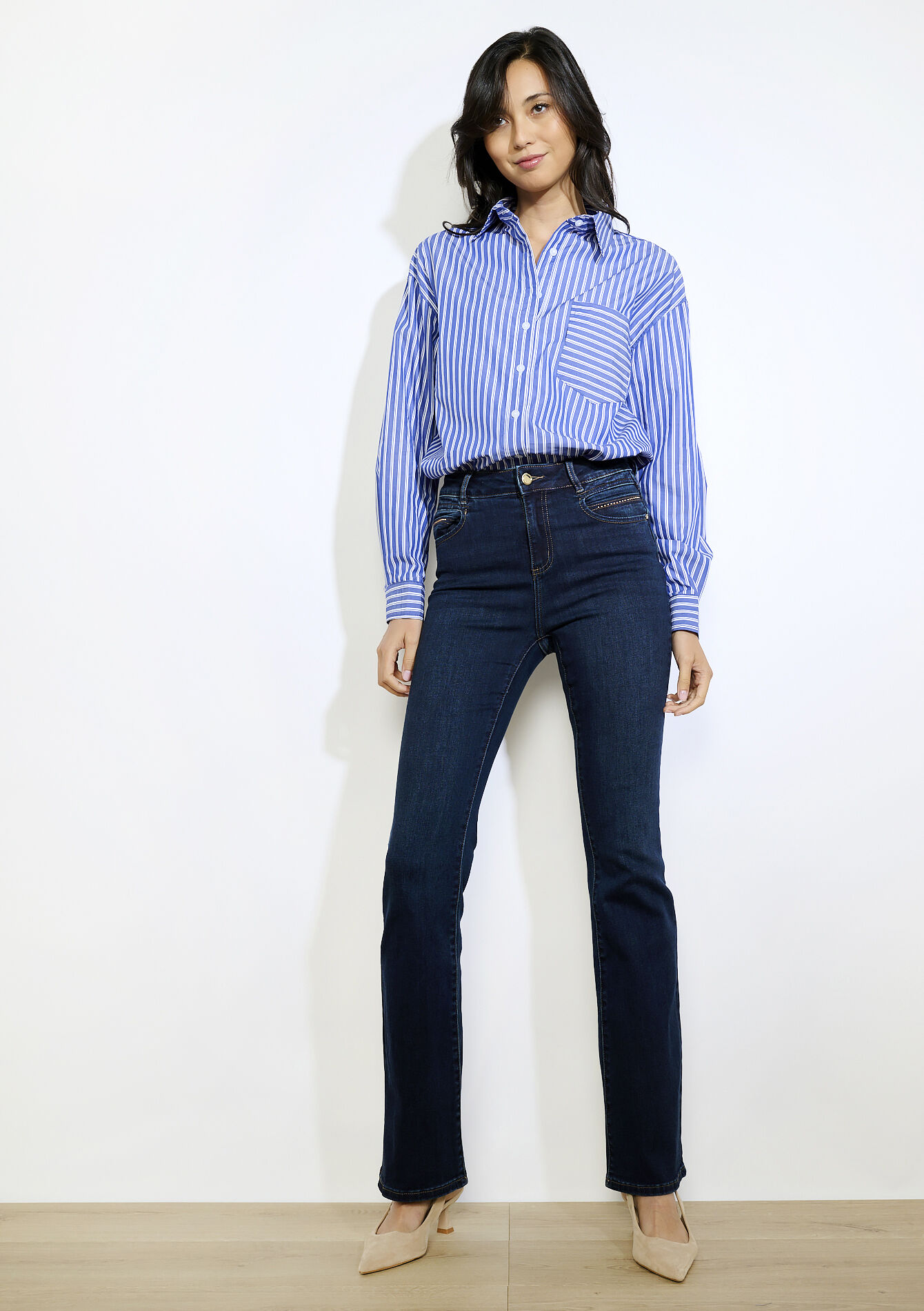 Jean bootcut taille haute, Jean bootcut taille haute - DARK BLUE - 22000603_0501