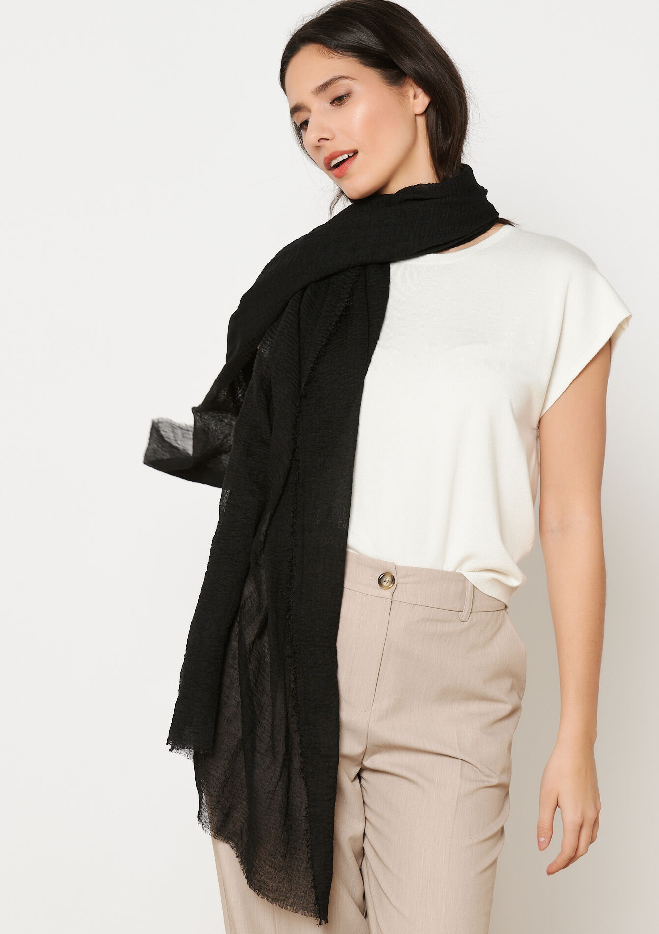 Plain scarf, Plain scarf - BLACK - 17101257_1119