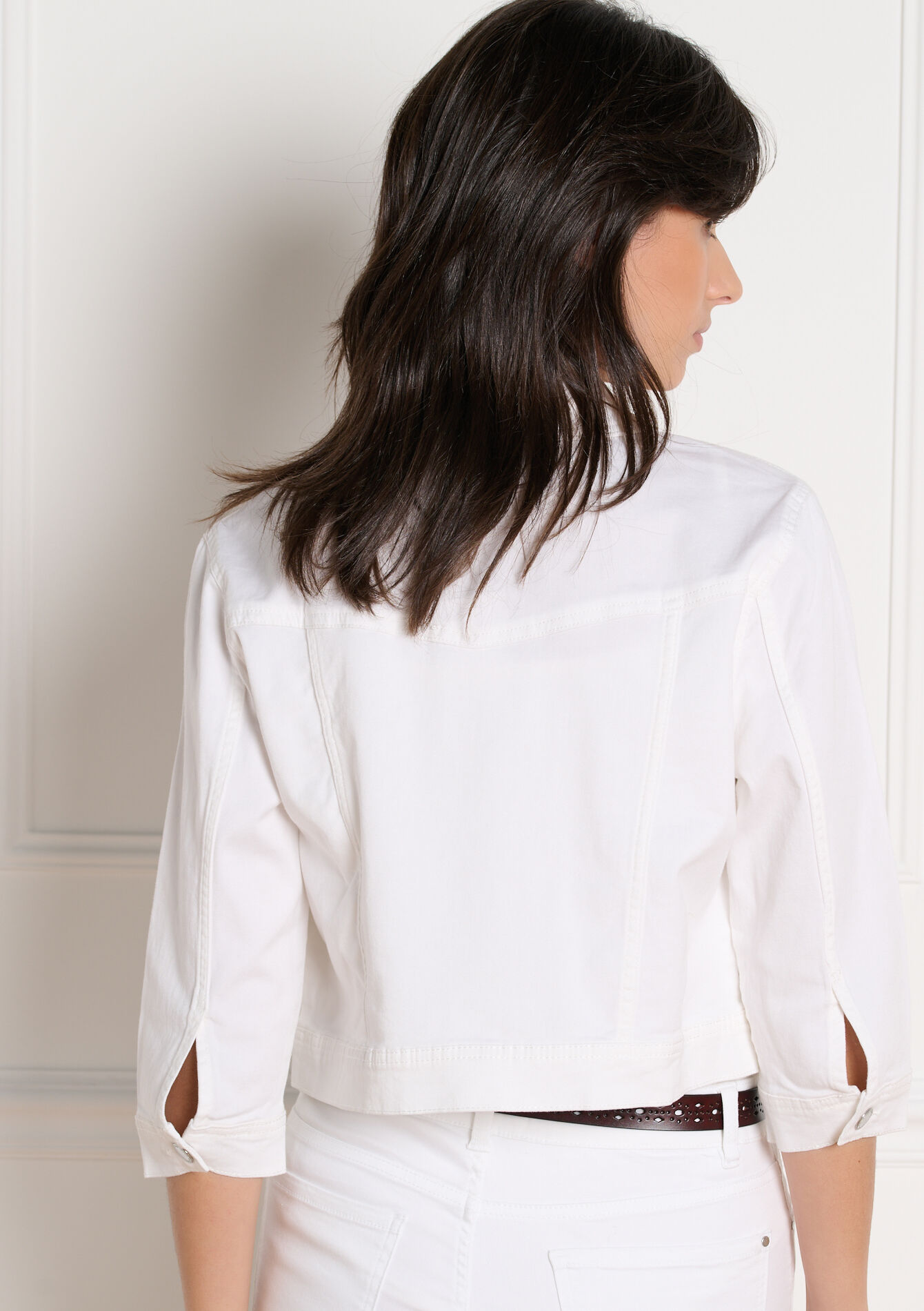 Cropped cotton twill jacket - OPTICAL WHITE - 09101123_1019