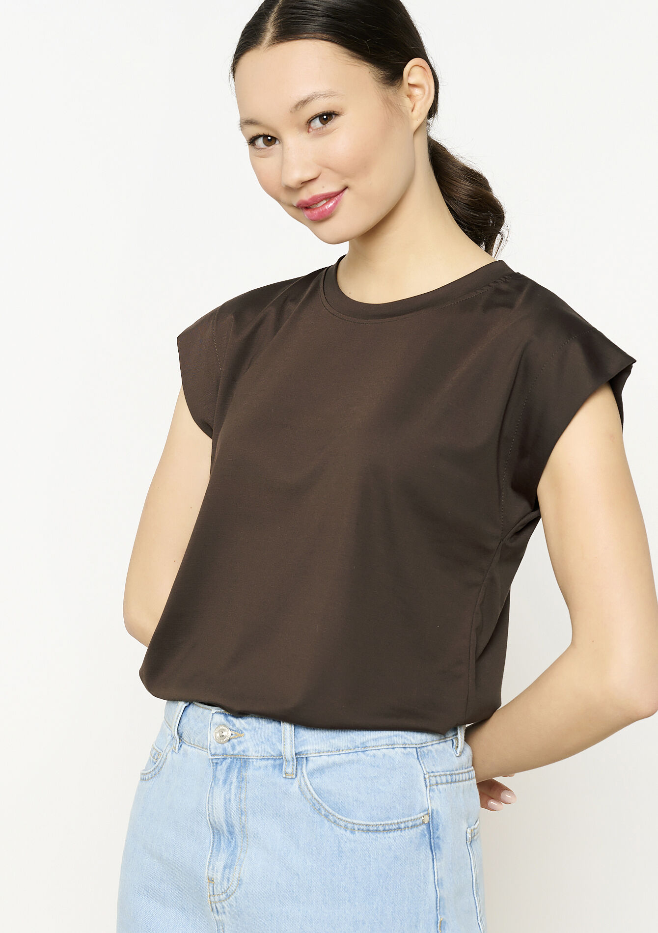 T-shirt met korte mouwen, T-shirt met korte mouwen - BROWN DARK CHOCOLATE - 02301715_3720