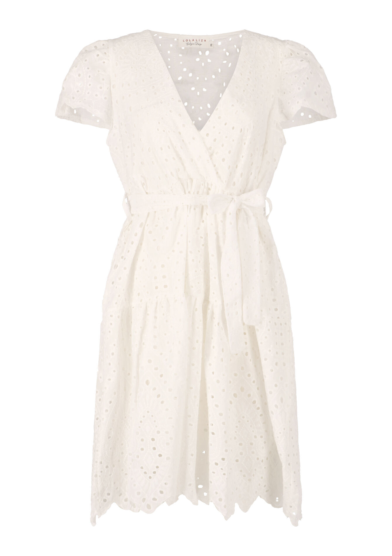 Dress with broderie anglaise, Dress with broderie anglaise - ECRU WHITE - 08103260_2506