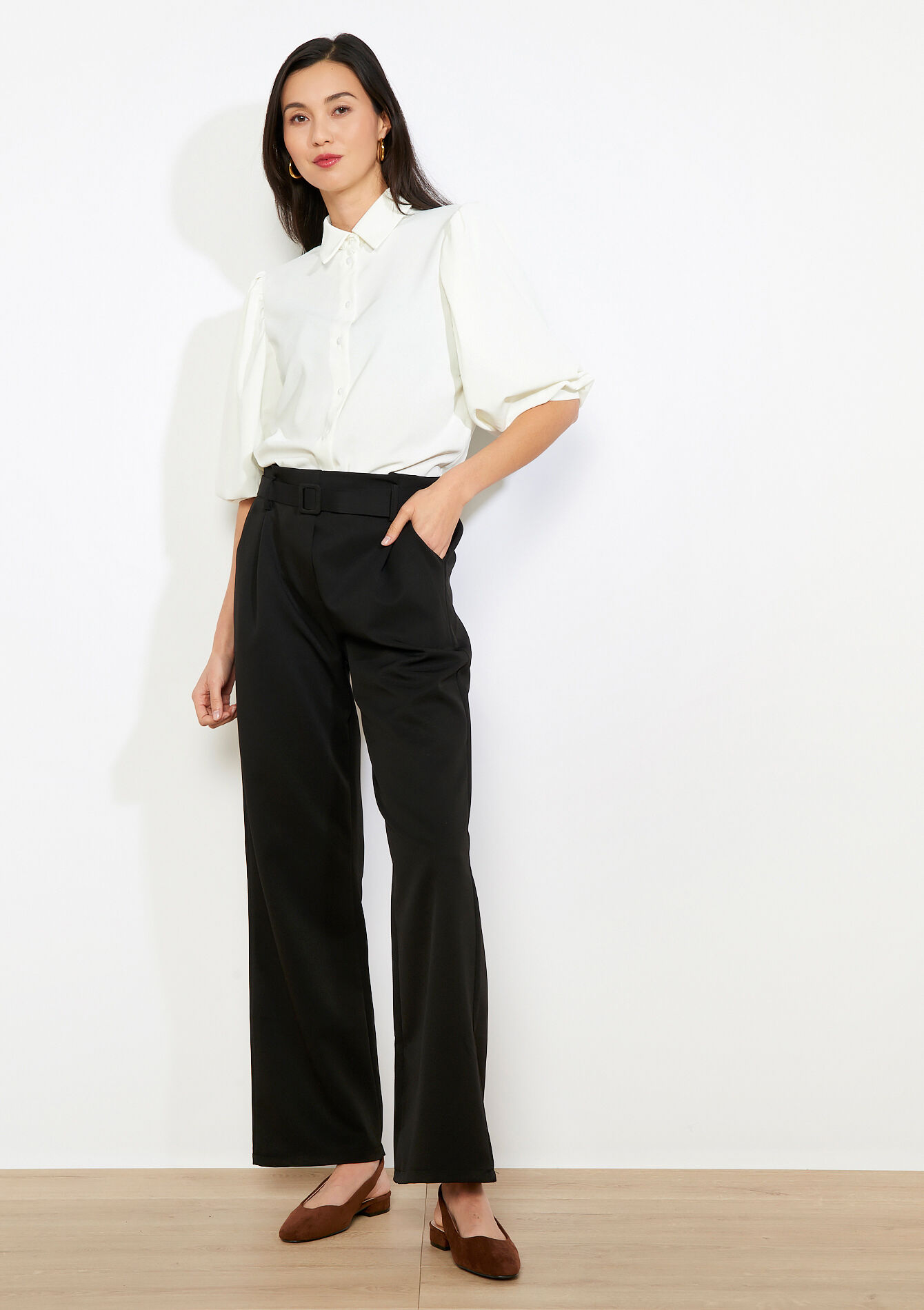 Taillebroek met ceintuur - BLACK - 06601110_1119