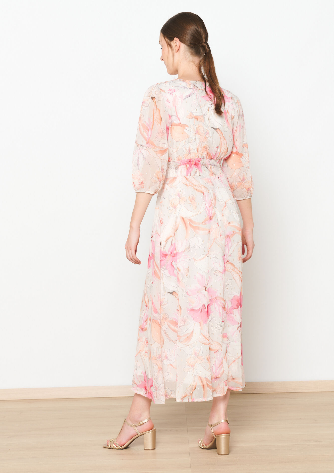 Maxi-jurk met bloemenprint, Maxi-jurk met bloemenprint - NUDE LOTUS - 08103762_4118