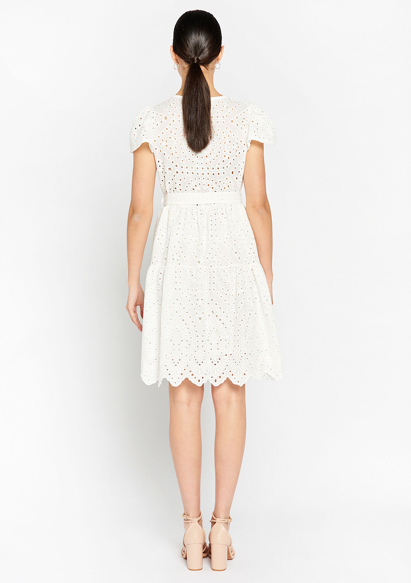 Dress with broderie anglaise, Dress with broderie anglaise - ECRU WHITE - 08103260_2506