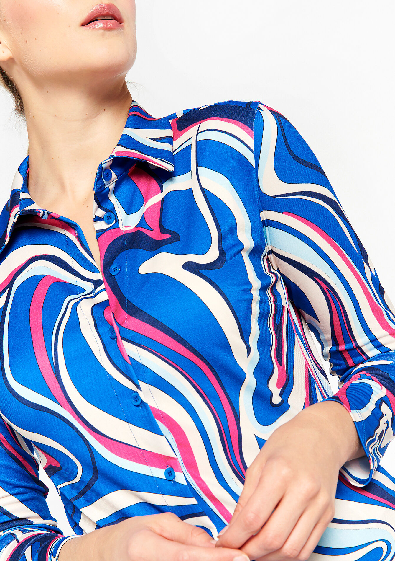 Shirt with abstract print, Shirt with abstract print - BLUE FAIENCE - 02301361