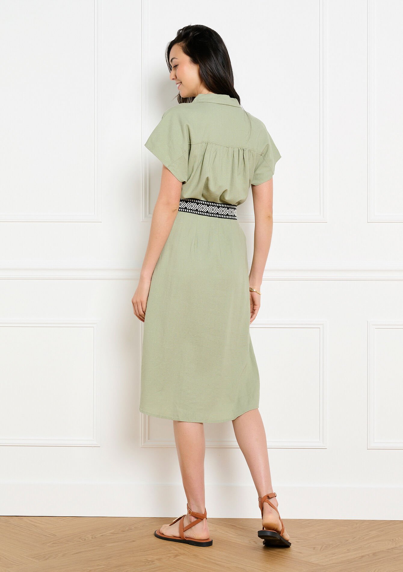 Robe chemise midi boutonnée - KHAKI FADED - 08104317_4326