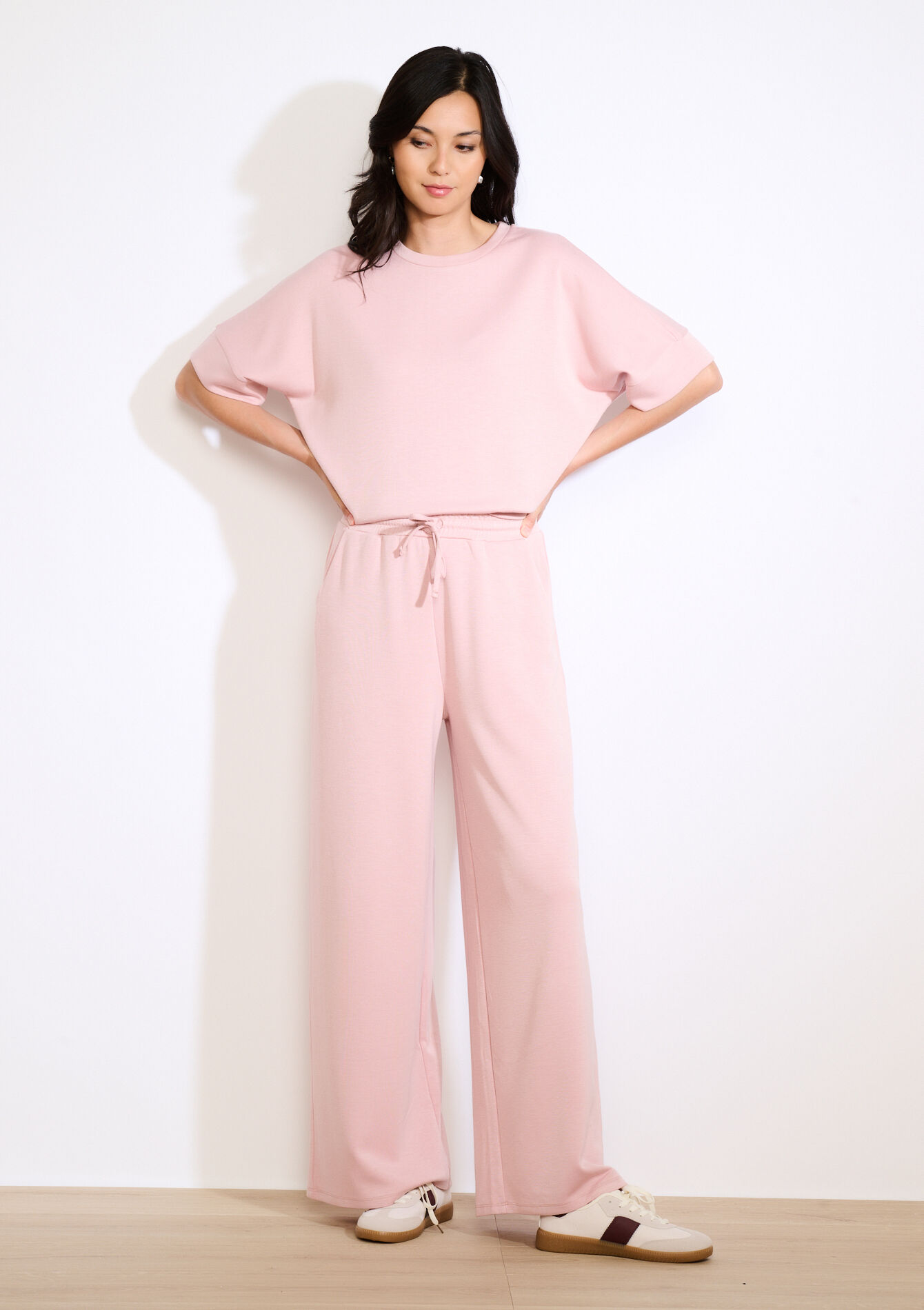 Wijde jersey broek, Wijde jersey broek - NUDE PINK - 15100384_1301