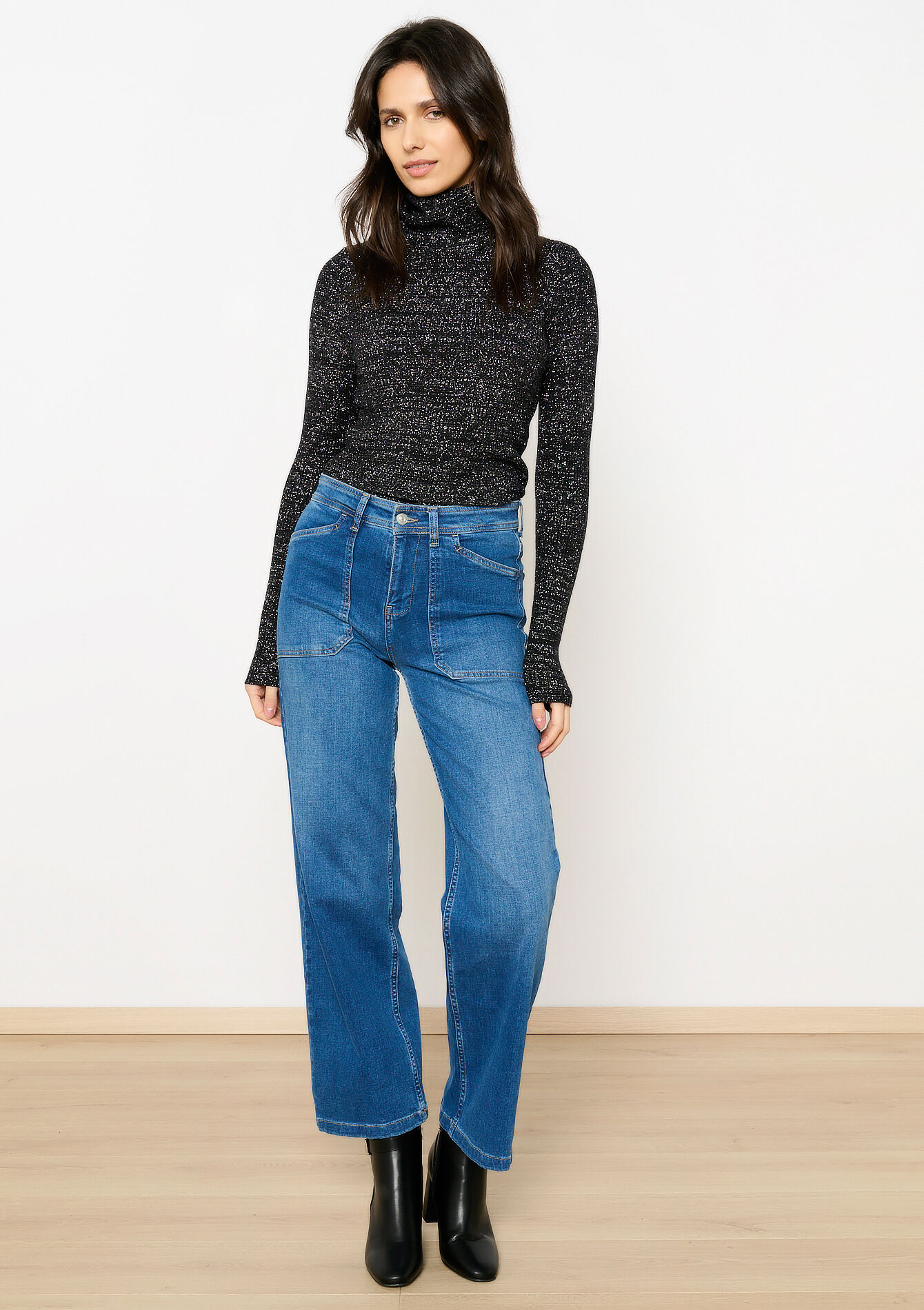 Rollneck swetaer with lurex, Rollneck swetaer with lurex - BLACK - 04101260_1119