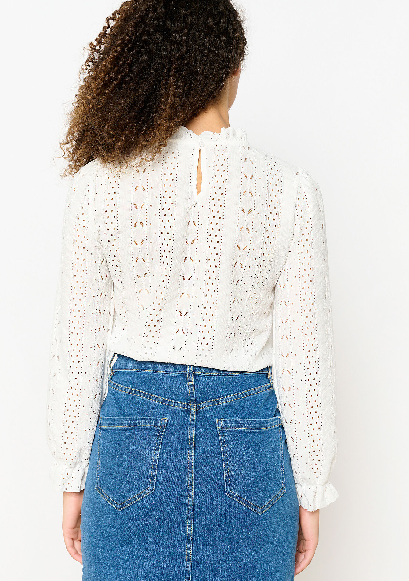 T-shirt with broderie anglaise, T-shirt with broderie anglaise - OPTICAL WHITE - 02400327_1019