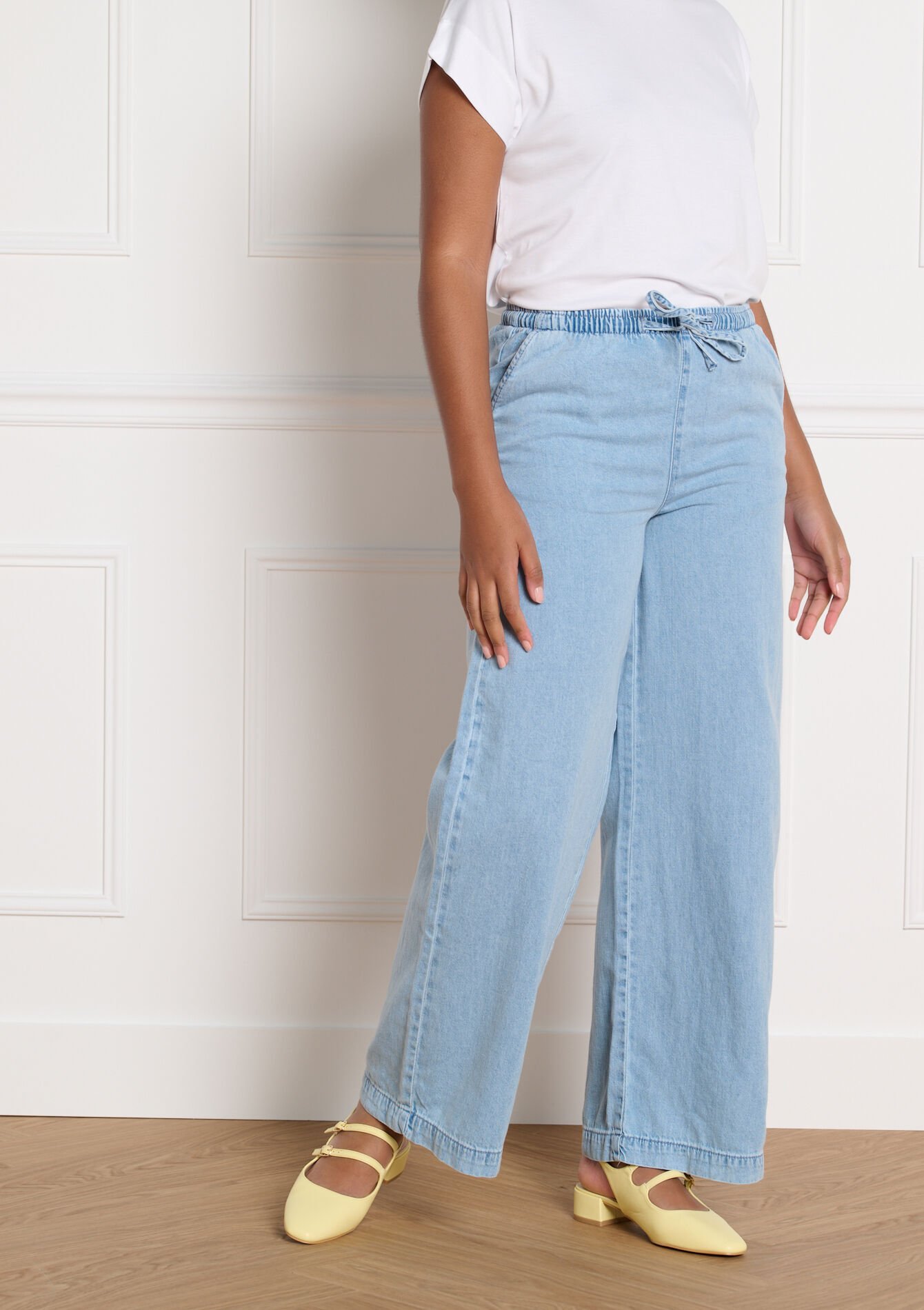 Wijde denim jogger broek, Wijde denim jogger broek - BLUE BLEACHED - 22000642_0502