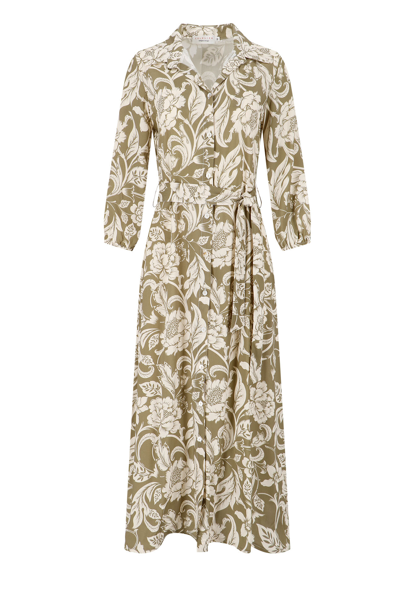 Lange jurk met paisleyprint, Lange jurk met paisleyprint - KHAKI FADED - 08602153_4326