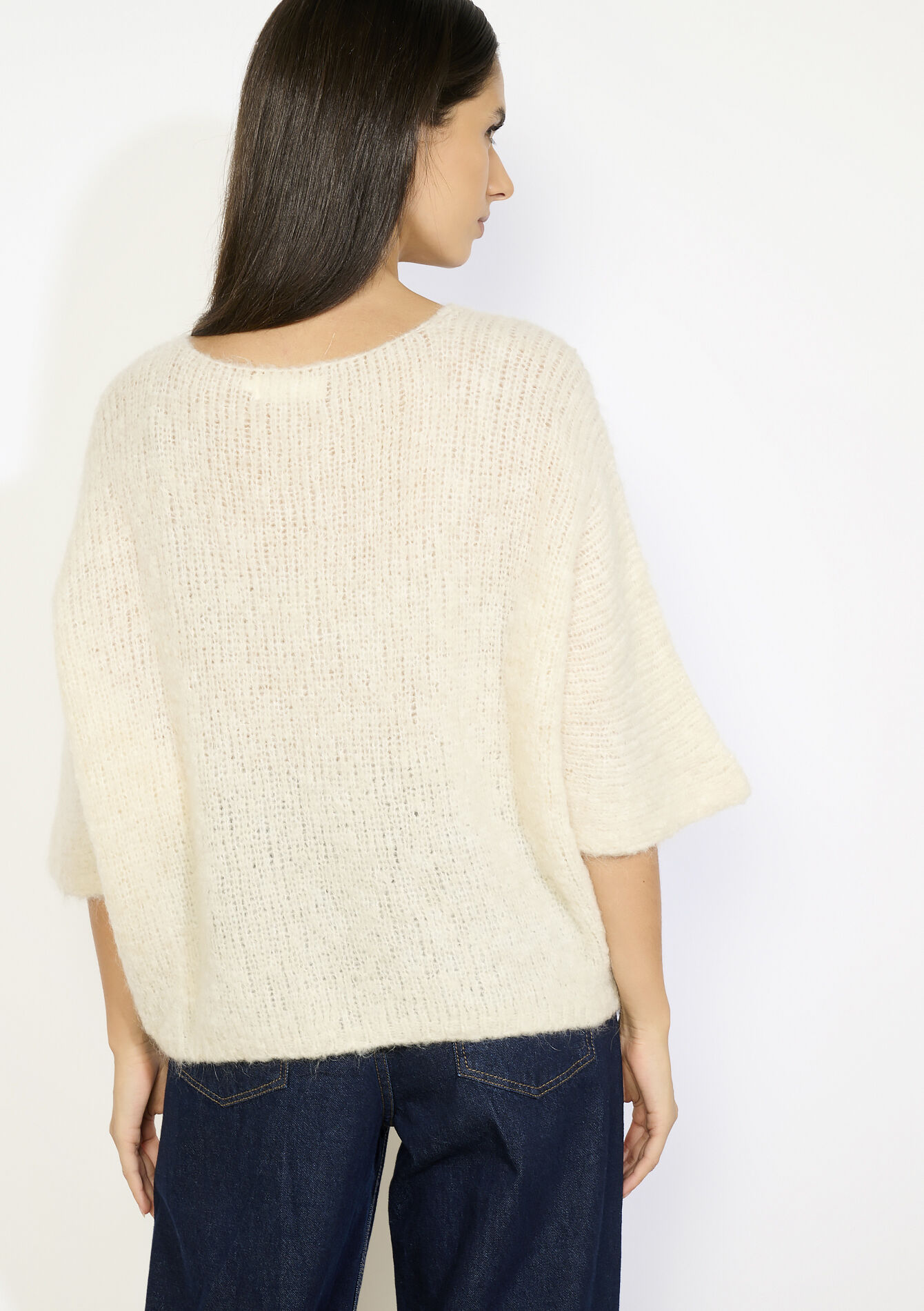 Luchtige gebreide trui, Luchtige gebreide trui - VANILLA WHITE - 04007061_1013