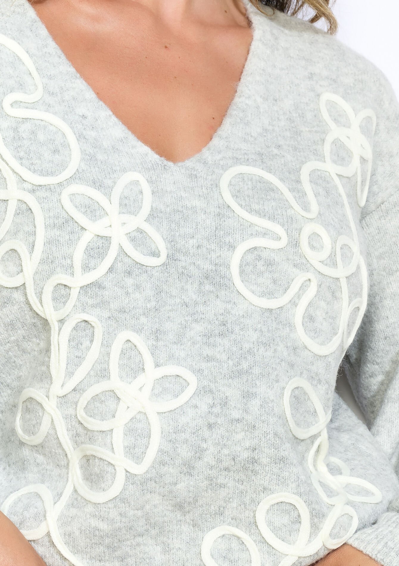 Textured knit sweater - LT BLUE - 04007046