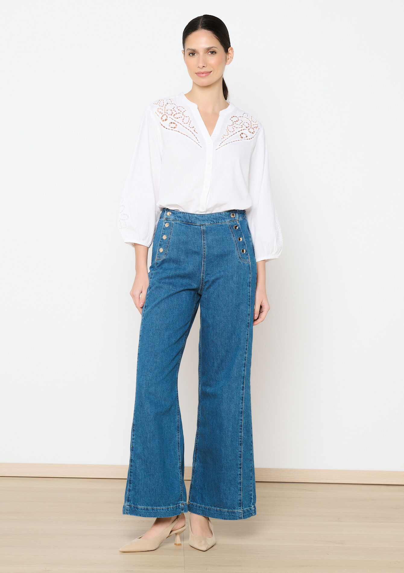 Kort hemd met cut-outs, Kort hemd met cut-outs - OPTICAL WHITE - 05702676_1019