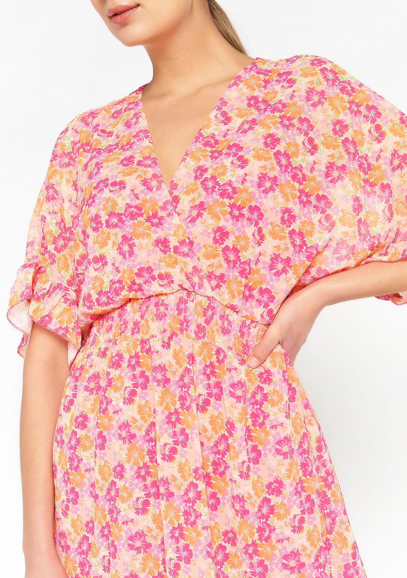 Robe cache-coeur à imprimé fleuri - FUCHSIA - 08103226_5626