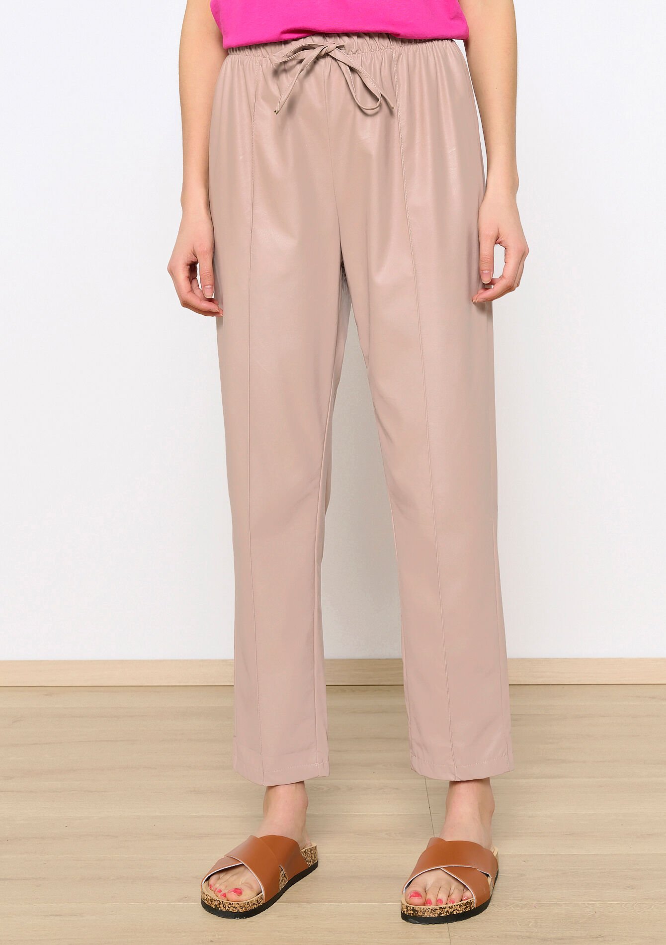Pantalon ample en similicuir, Pantalon ample en similicuir - LIGHT TAUPE - 06600828_2572