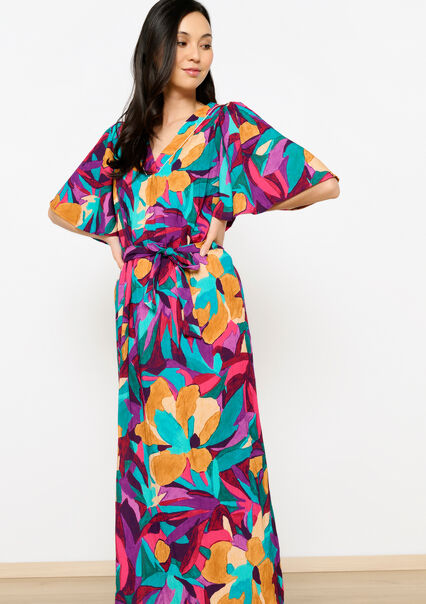 Maxi dress with floral print - FUSCHIA PINK - 08103558_1465
