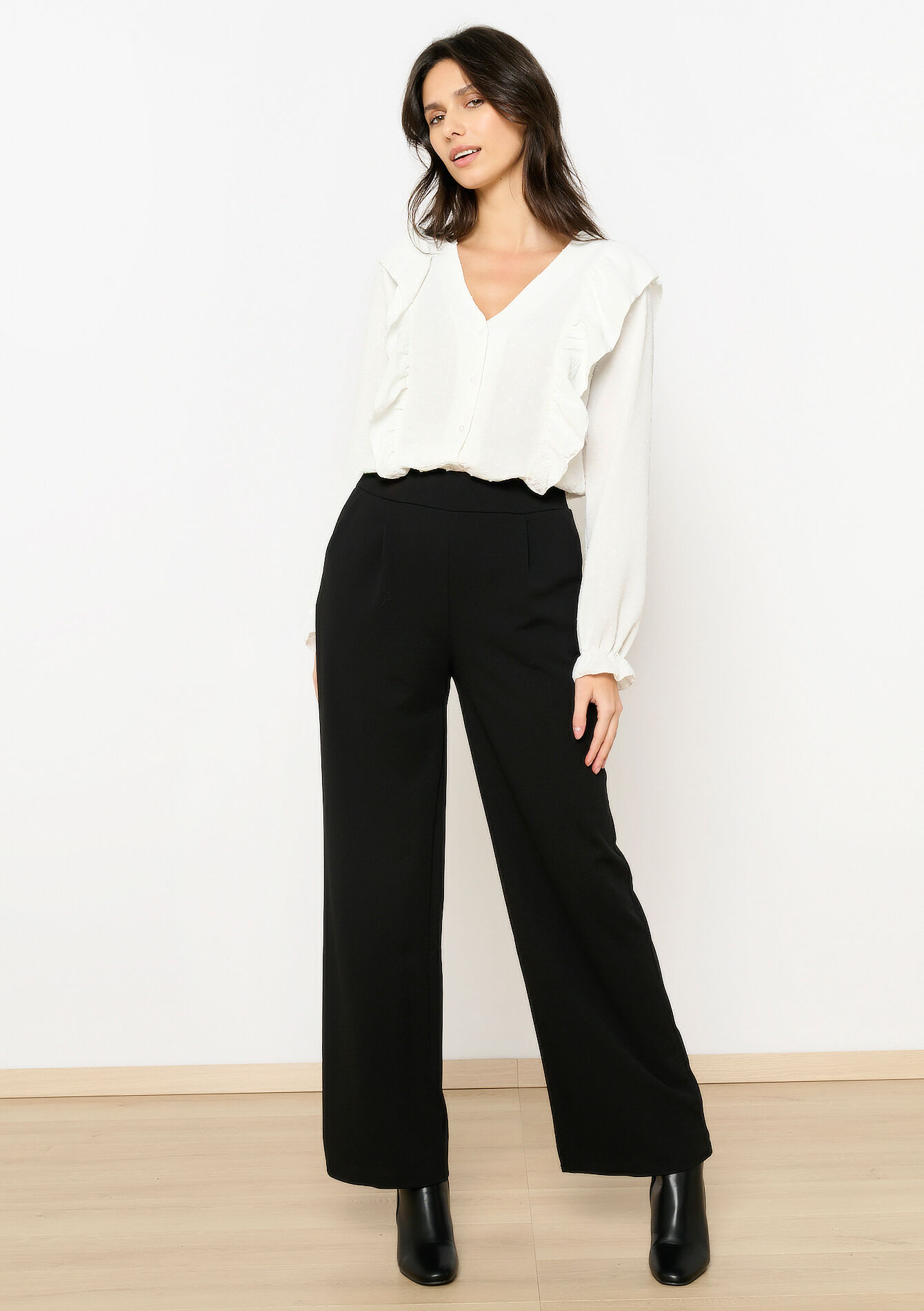 Losse broek met zakken, Losse broek met zakken - BLACK - 1122948