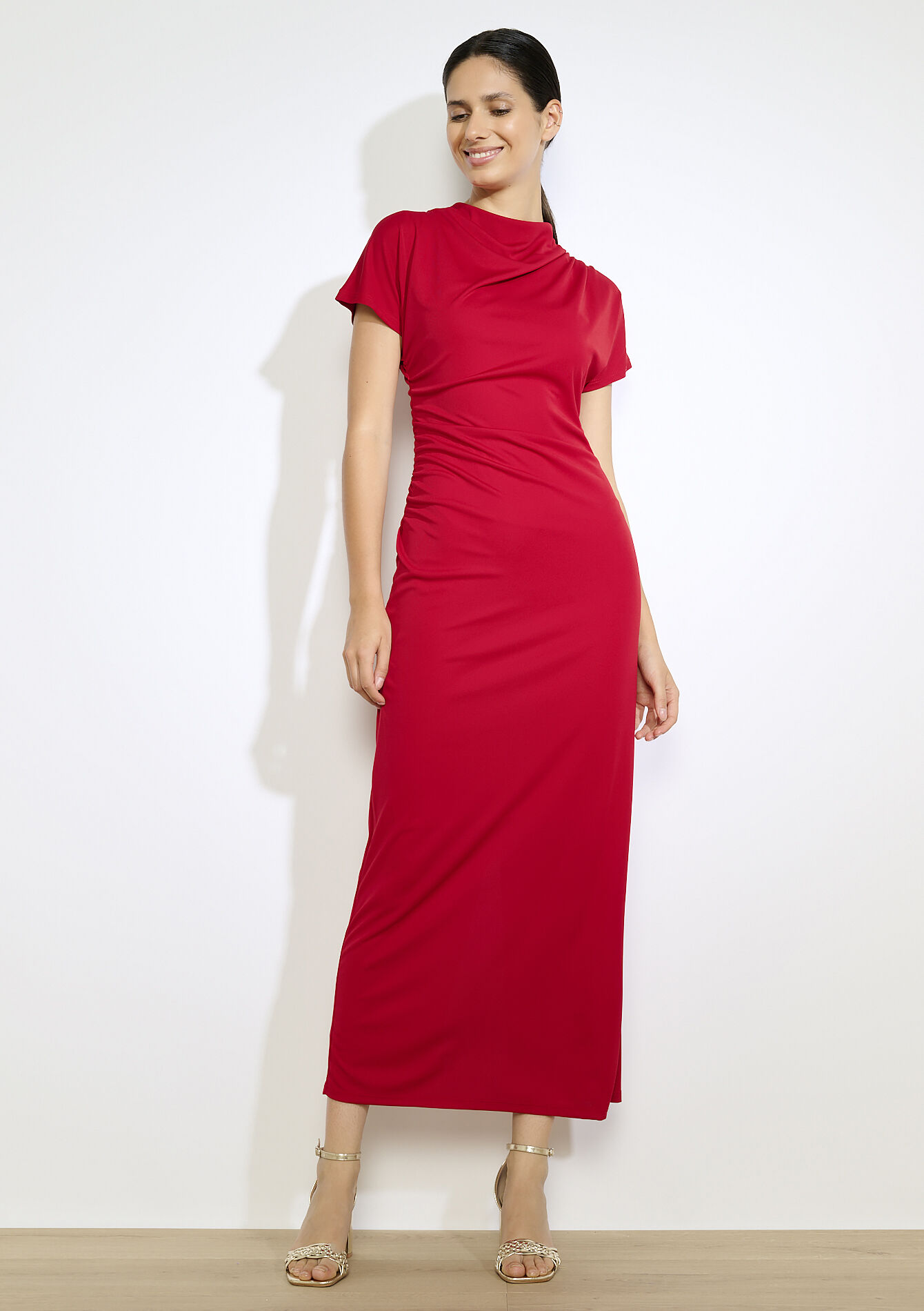 Robe longue drapée, Robe longue drapée - VIOLINE - 08104200