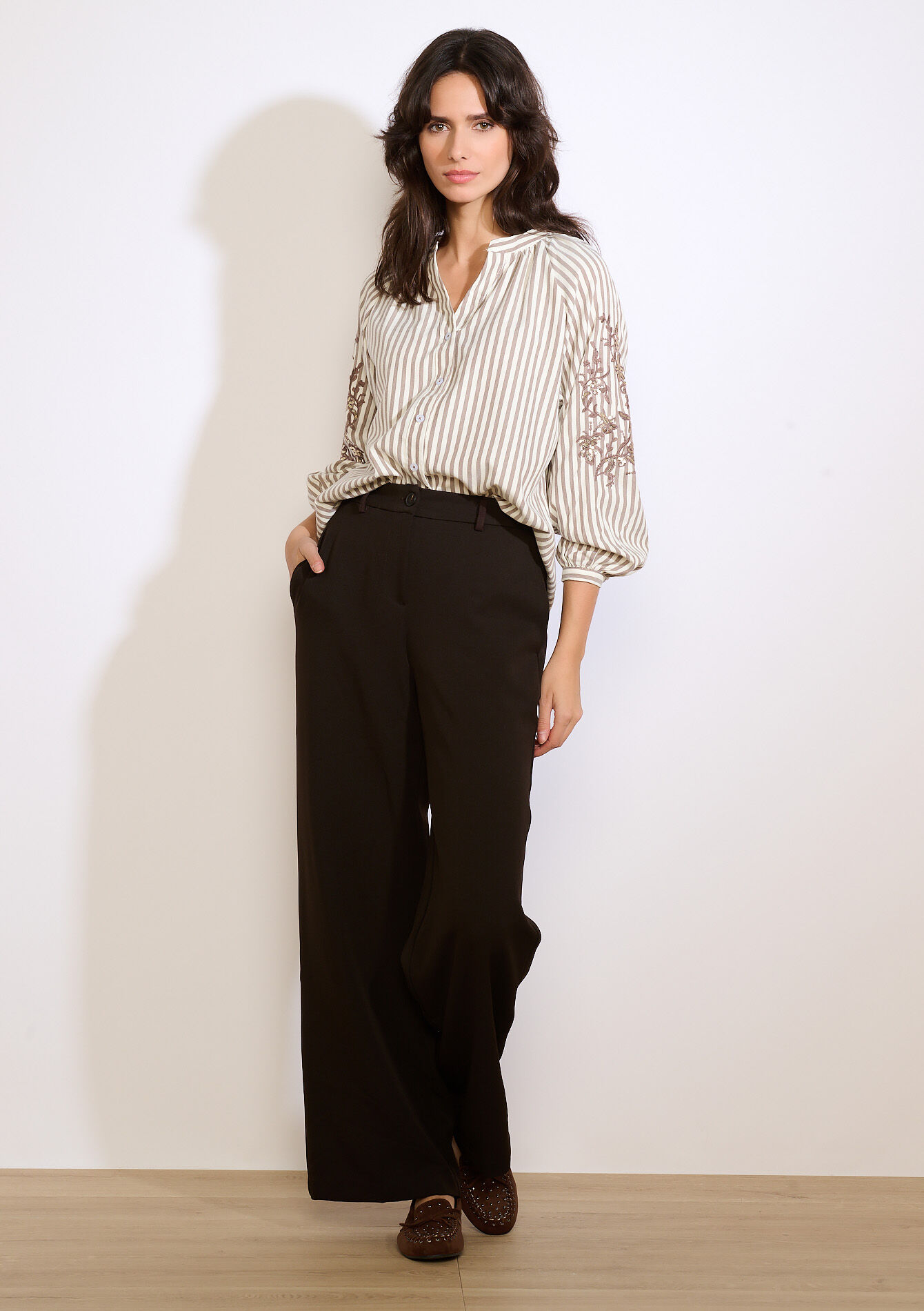 Gestreepte blouse met borduurwerk, Gestreepte blouse met borduurwerk - OFFWHITE - 05702996_1001