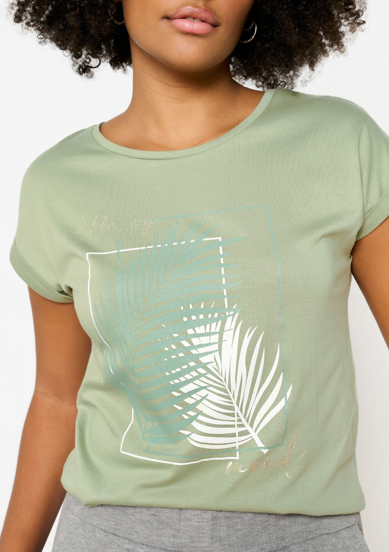 T-shirt met artwork, T-shirt met artwork - KHAKI FADED - 02301643_4326