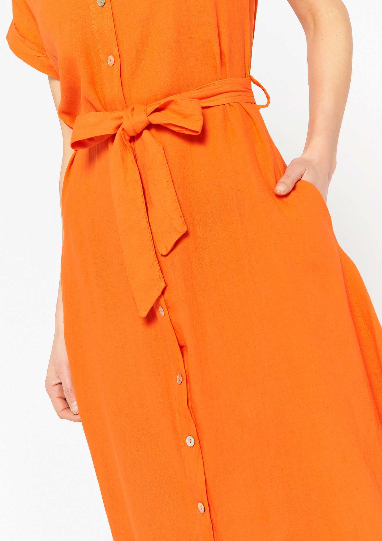 Linnen hemdjurk, Linnen hemdjurk - ORANGE MANGO - 08601990_2575