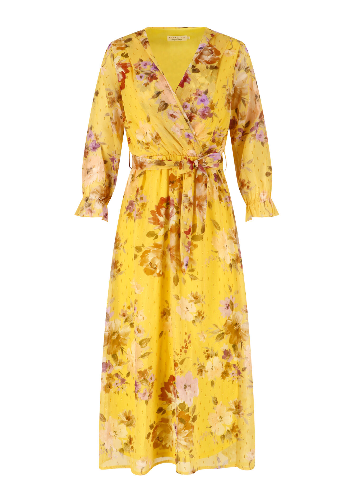 Wikkeljurk met bloemenprint, Wikkeljurk met bloemenprint - YELLOW PASTEL - 08601844_5004