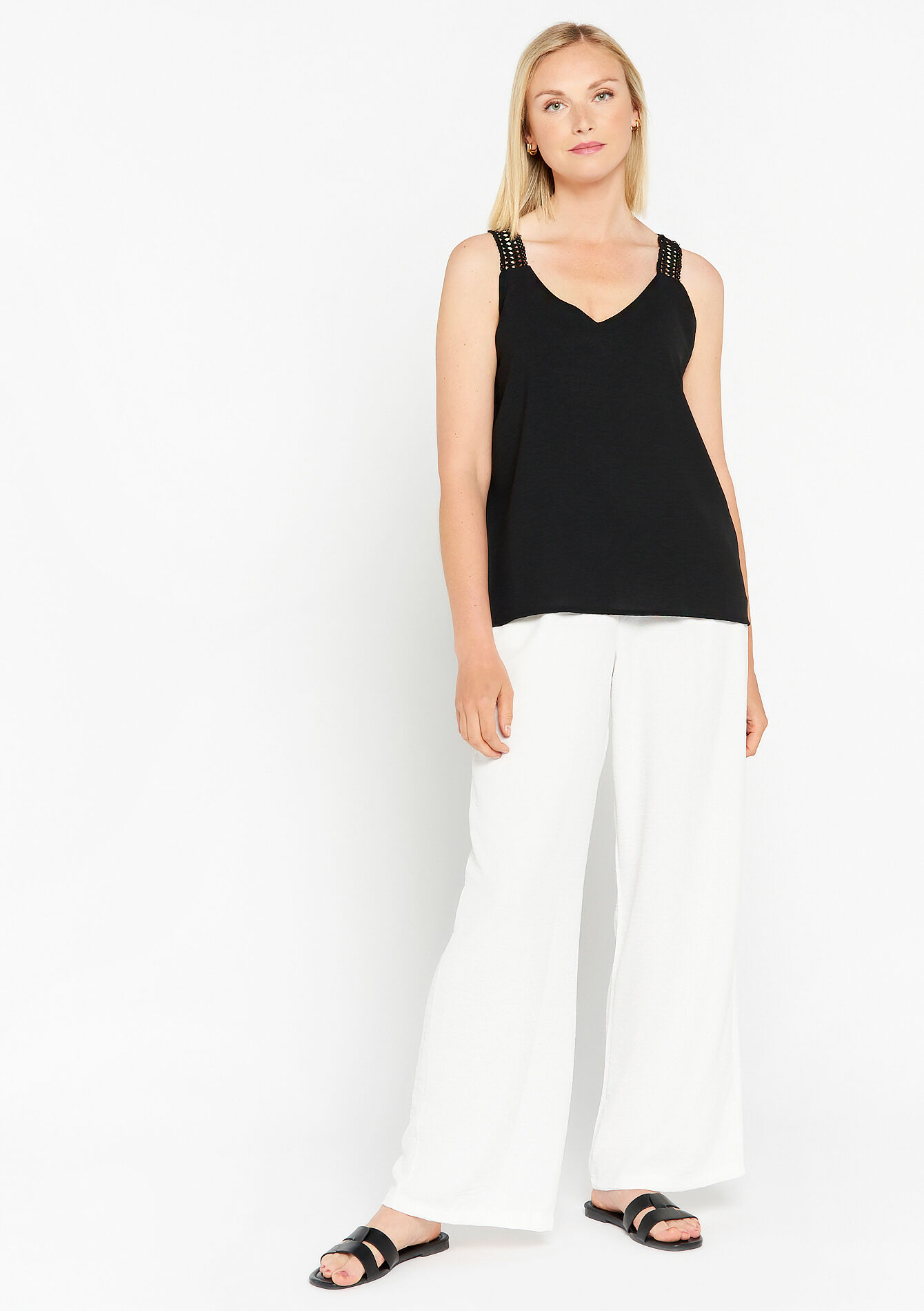 Top with macramé straps, Top with macramé straps - BLACK - 05702250_1119