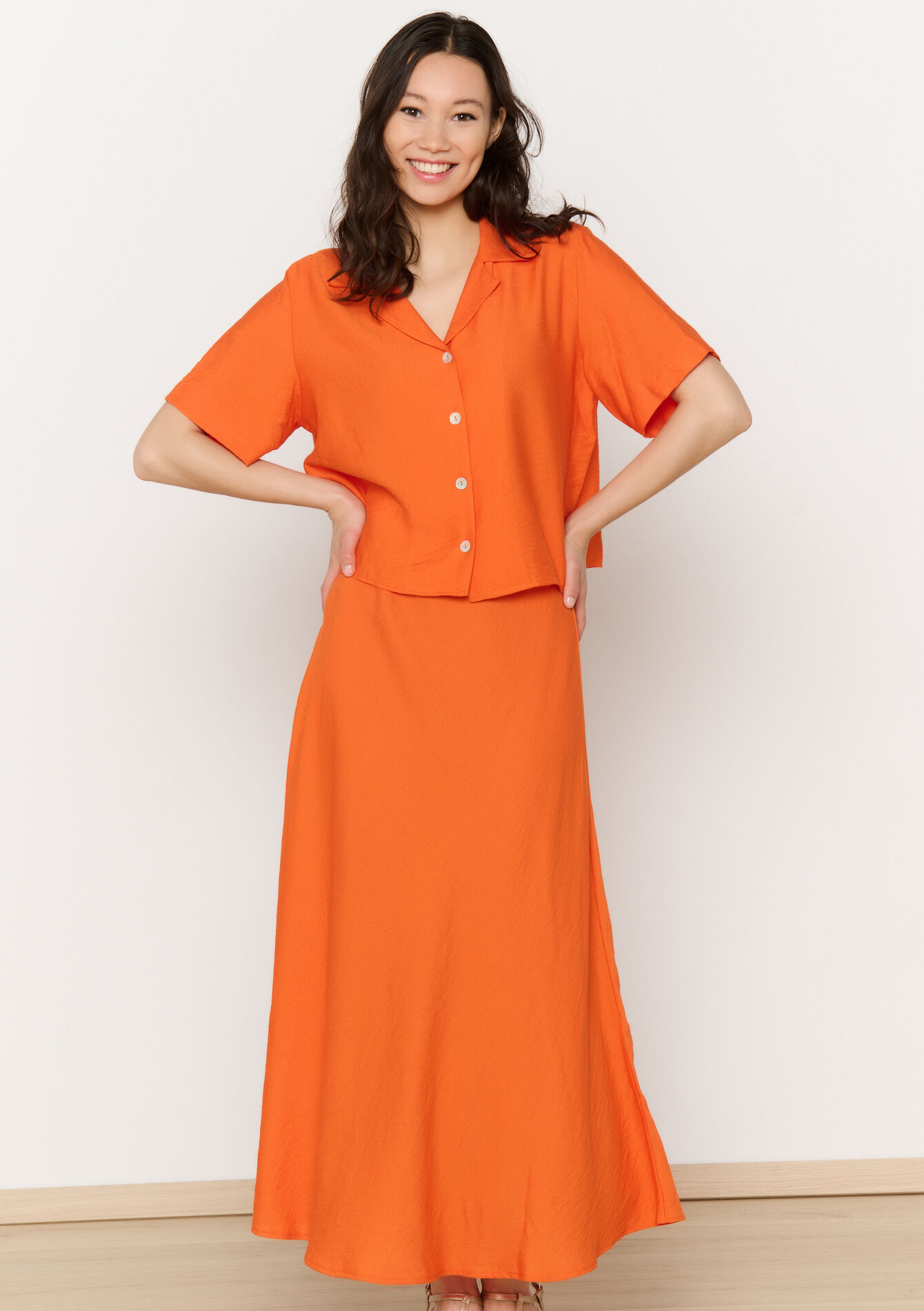 Losvallende maxi-rok, Losvallende maxi-rok - ORANGE BRIGHT - 07101371_1255