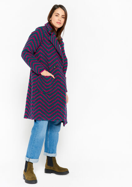 Manteau en laine à motif de zigzag - VIOLINE - 23000573_2576