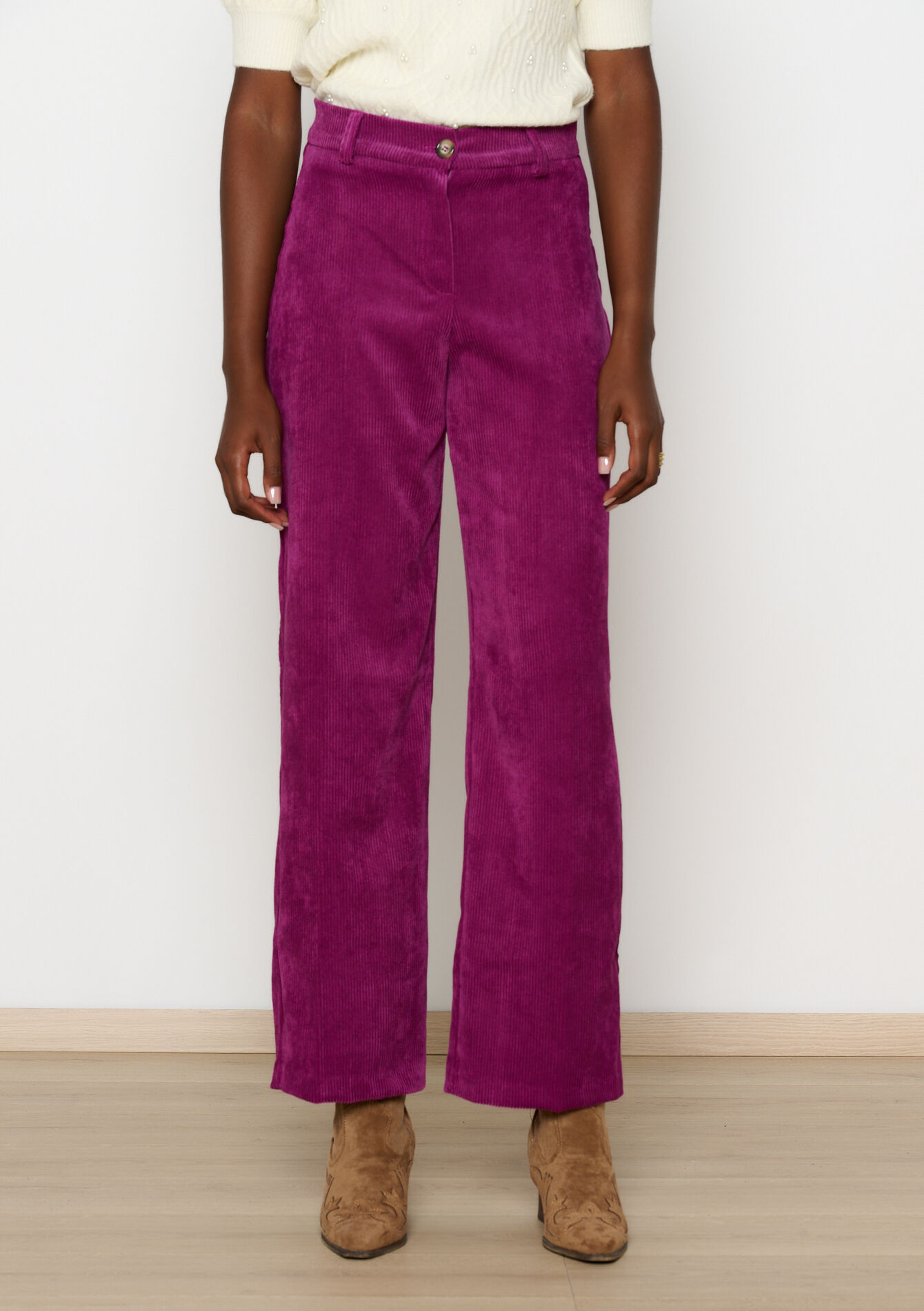 Pantalon en velours côtelé, Pantalon en velours côtelé - VIOLINE - 06100660_2576