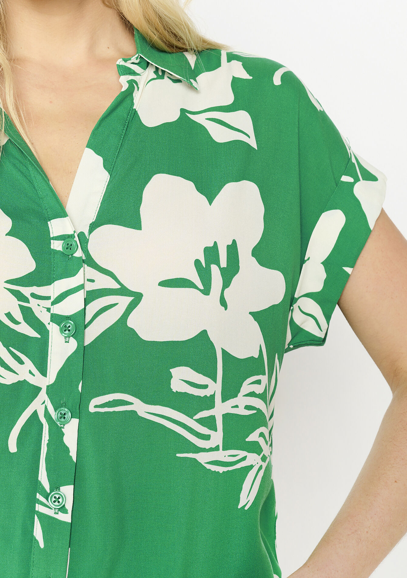 Vloeiende bedrukte blouse - GREEN APPLE - 05702692_1783