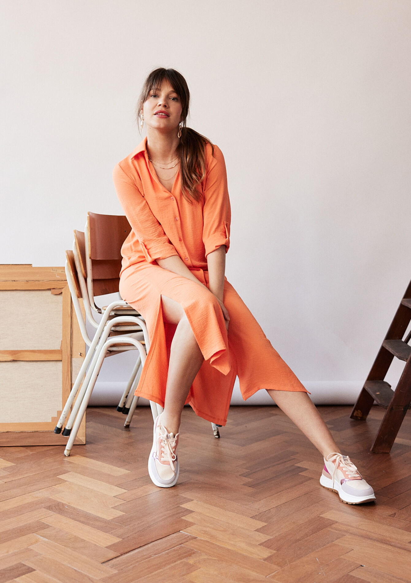 Straight shirt dress, Straight shirt dress - ORANGE MANGO - 08602304_2575