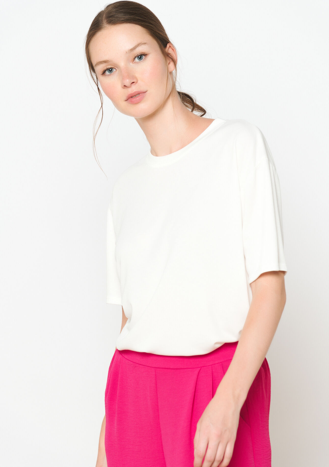 Basic oversized T-shirt, Basic oversized T-shirt - OPTICAL WHITE - 02301628_1019