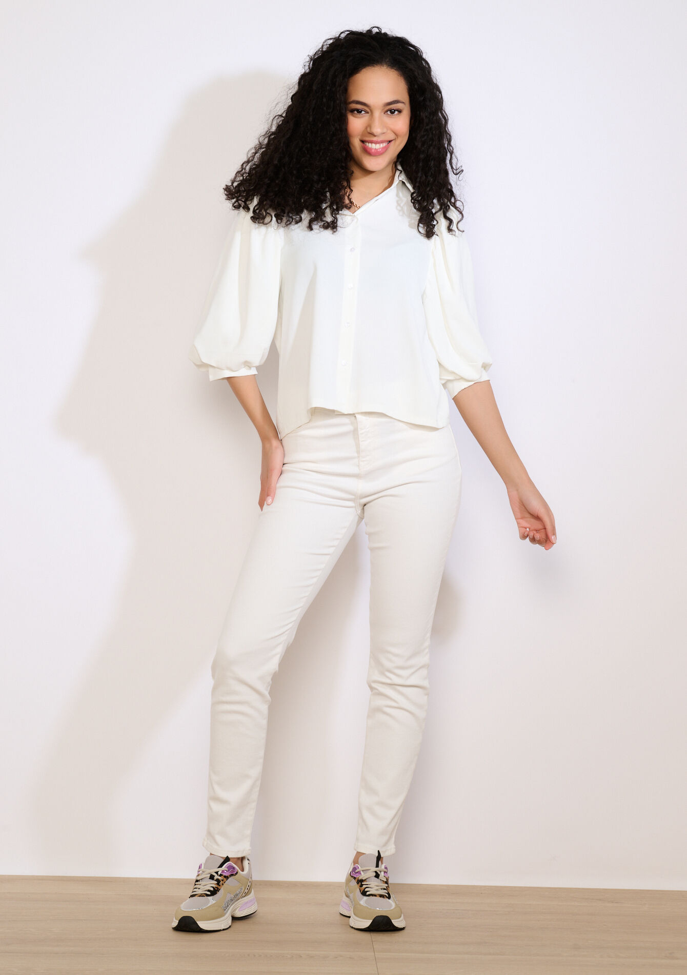 Multiple size slimfit broek - OFFWHITE - 06004680_1001