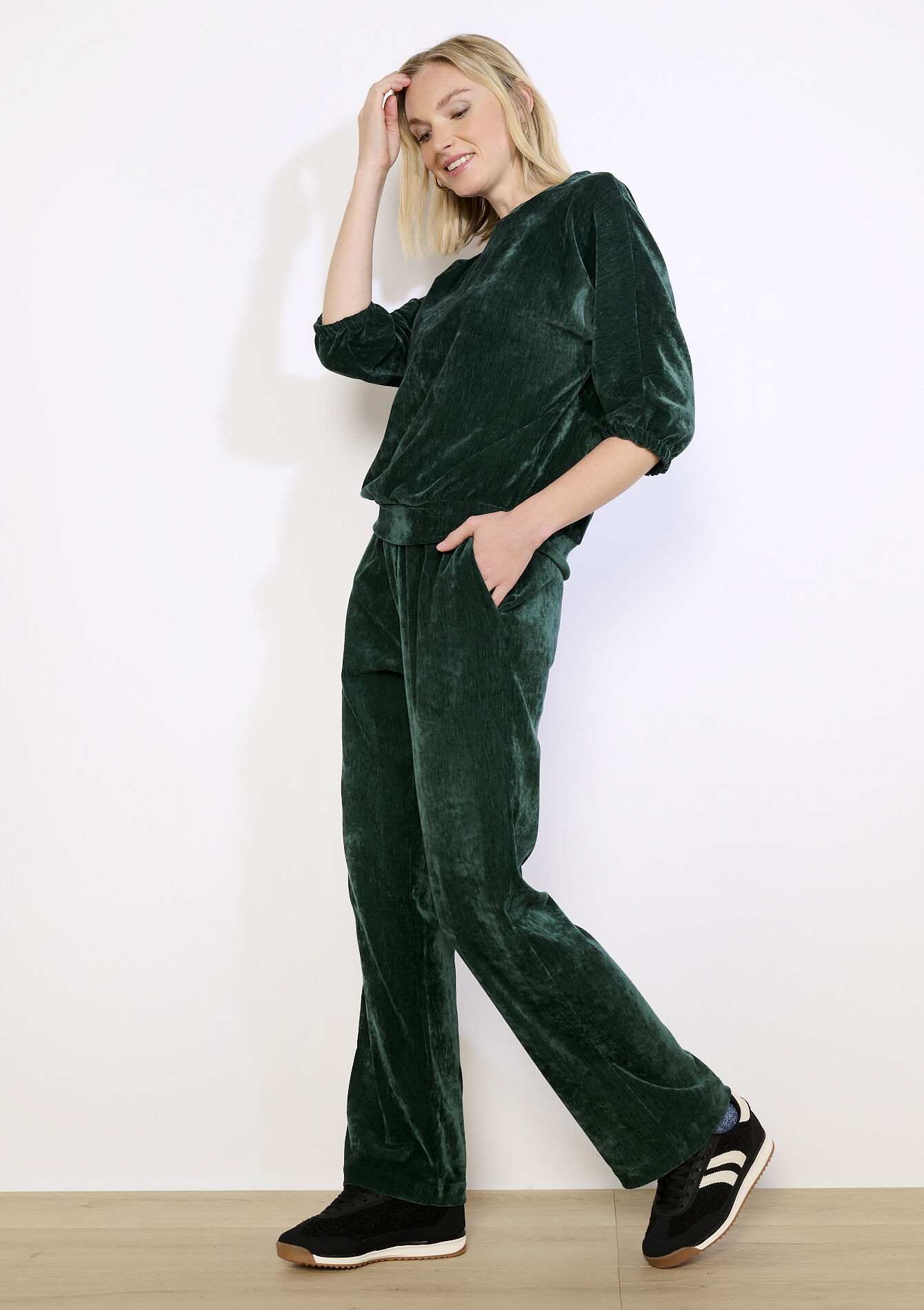 Pantalon jogging velours, Pantalon jogging velours - EMERALD GREEN - 15100415_414