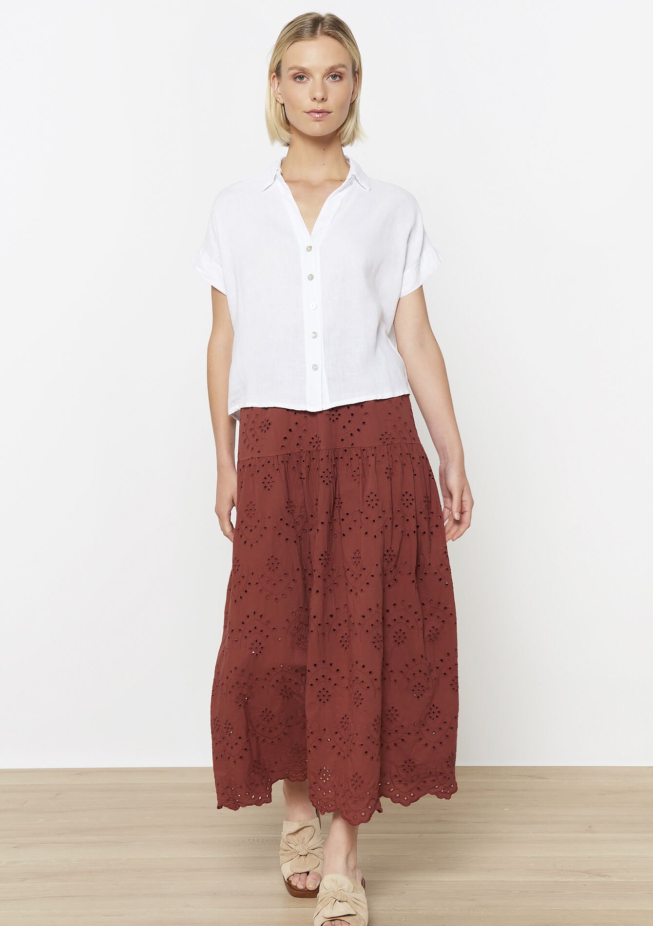 Linnen blouse met knoopsluiting, Linnen blouse met knoopsluiting - OPTICAL WHITE - 05702839_1019