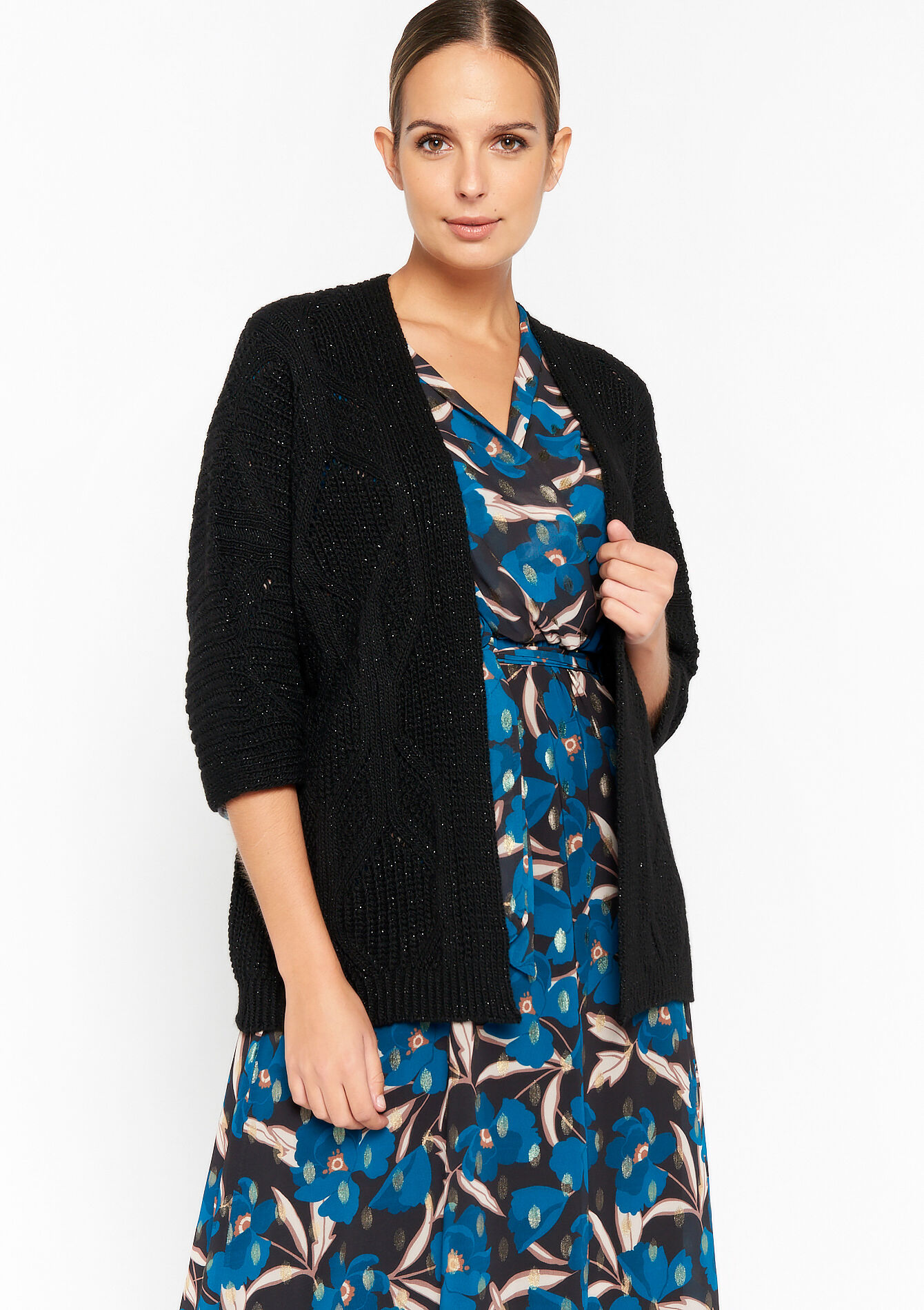 Cardigan en lurex, Cardigan en lurex - BLACK - 04100997_1119
