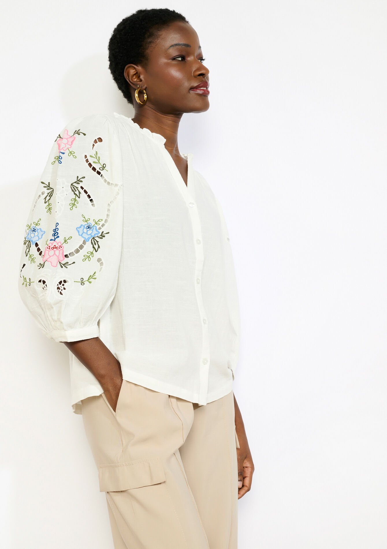 Blouse brodée ample, Blouse brodée ample, , back